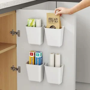 CARLA HOME 4 Pack Self Adhesive Wall Storage Boxes Cabinet Door Organiser Kitchen Bathroom Office