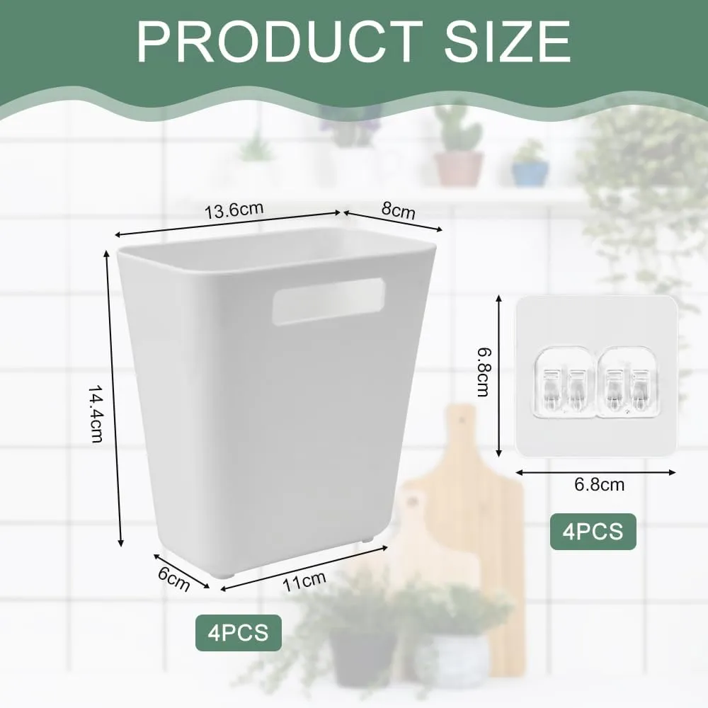 CARLA HOME 4 Pack Self Adhesive Wall Storage Boxes Cabinet Door Organiser Kitchen Bathroom Office - Image 2