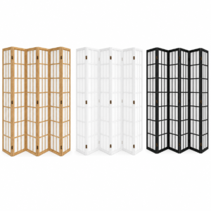 Levede 6 Panel Room Divider Screen 170cm Folding Privacy Partition Wooden Divider Black White Natural
