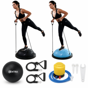 Centra Half Balance Ball Yoga Balance Trainer with Resistance Bands Home Gym 300kg Black Blue