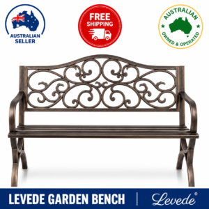 Levede Garden Bench Outdoor Patio Park Bench Antique Bronze Metal 3 Seater 300kg