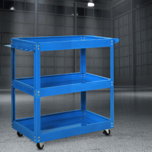 Traderight 3 Tier Tool Cart Trolley Workshop Garage Storage Toolbox Blue 150kg