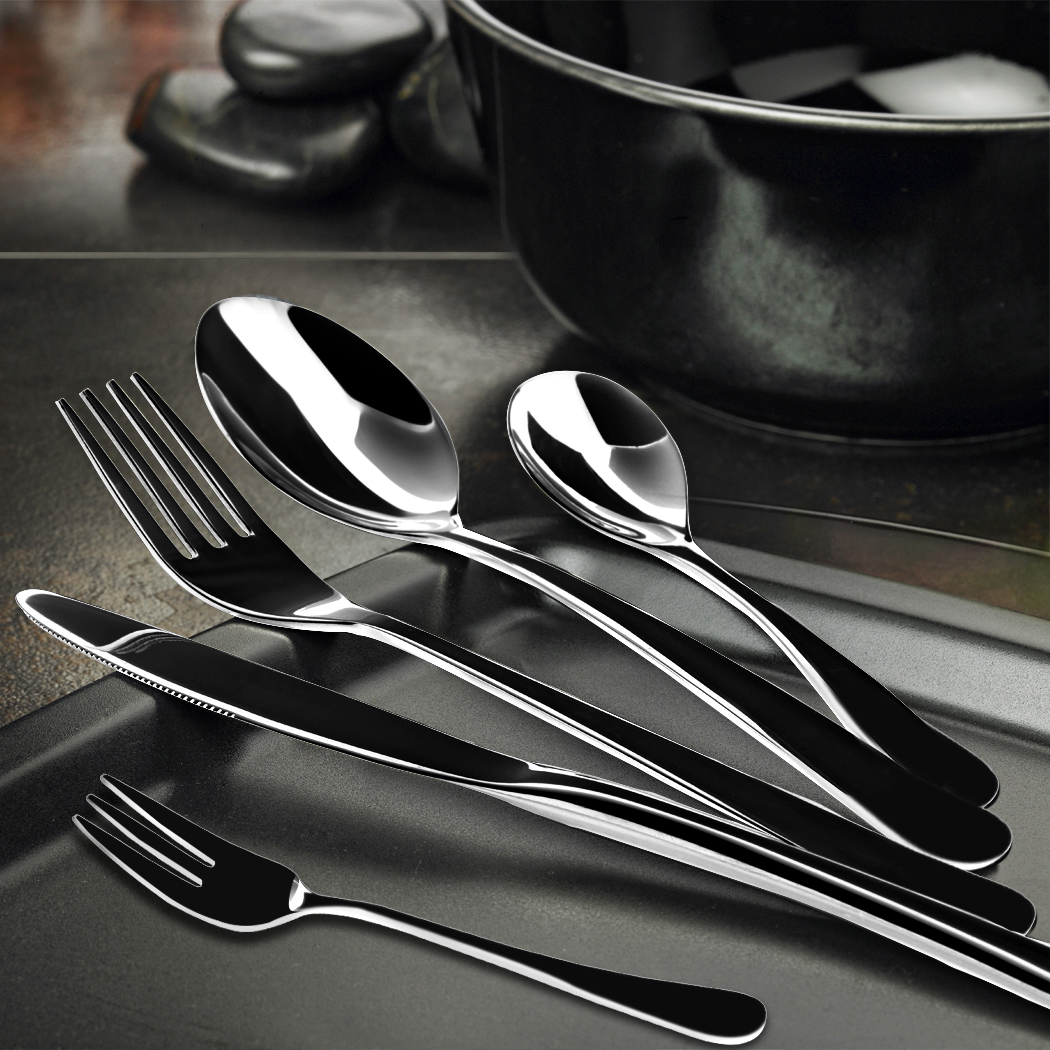 TOQUE 30 Piece Stainless Steel Cutlery Set Travel Camping Tableware Black Silver Gold - Image 6