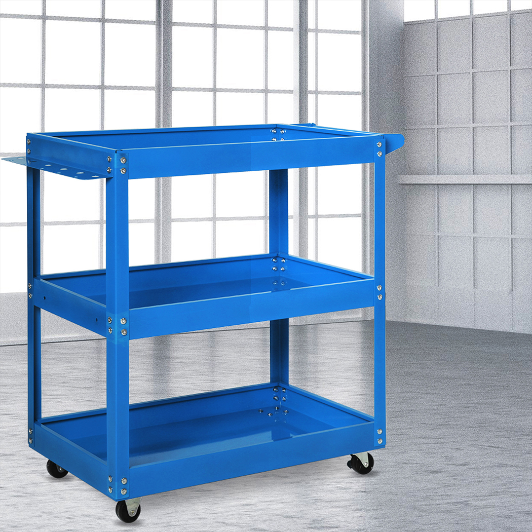 Traderight 3 Tier Tool Cart Trolley Workshop Garage Storage Toolbox Blue 150kg - Image 8