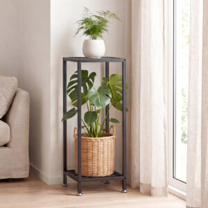 Levede 2 Tier Metal Plant Stand 76cm Indoor Outdoor Plant Shelf Display Rack Black