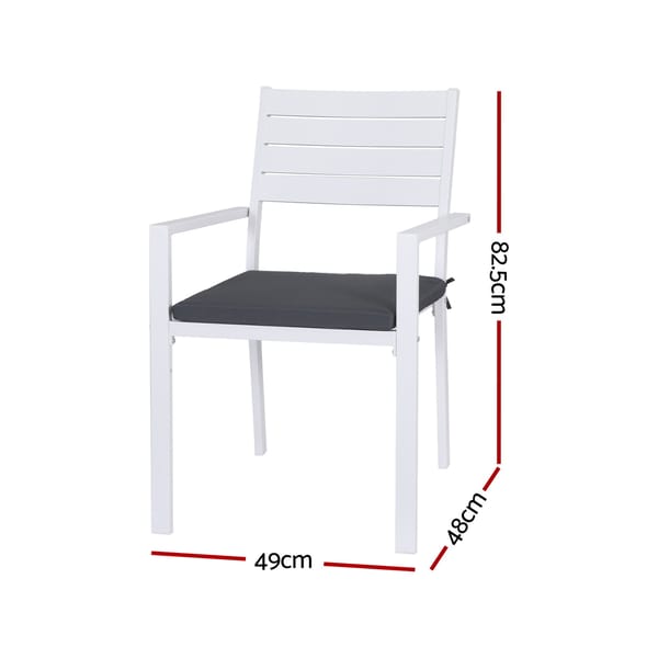 GARDEON 4 Piece Outdoor Dining Chair Set Stackable Aluminium Patio Garden Chairs White - Image 7