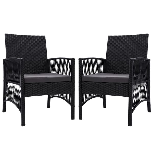 GARDEON Lyra Outdoor Dining Chairs 2 Piece PE Wicker Patio Garden Chair Set Black - Image 7