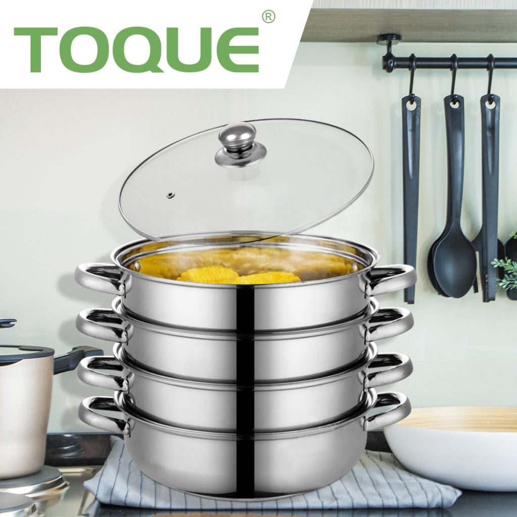 TOQUE Expandable Stainless Steel Vegetable Steamer | Multiple Food Cooker for Vegetables, Seafood & Meat
