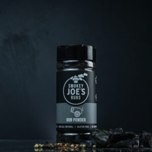 Smokey Joes Gun Powder BBQ Rub 250ml Shaker | Black Charcoal Seasoning for Beef, Pork & Low & Slow BBQ