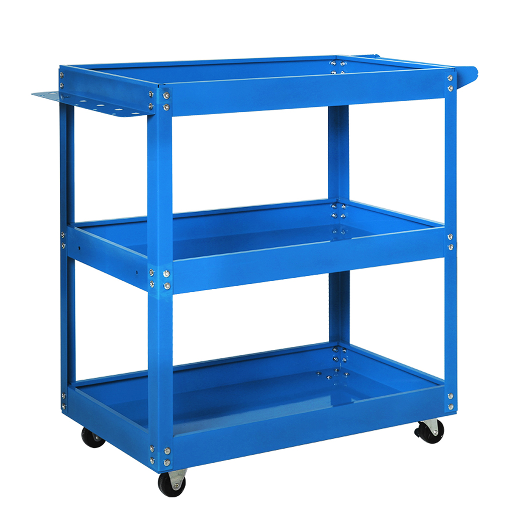 Traderight 3 Tier Tool Cart Trolley Workshop Garage Storage Toolbox Blue 150kg - Image 2