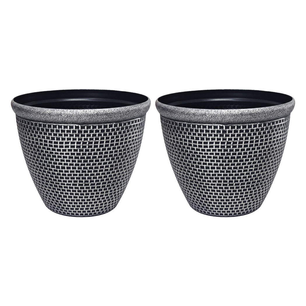 Toque Plastic Plant Pots Set of 2 Outdoor Garden Planters with Drainage Holes 30cm 36cm - Image 2