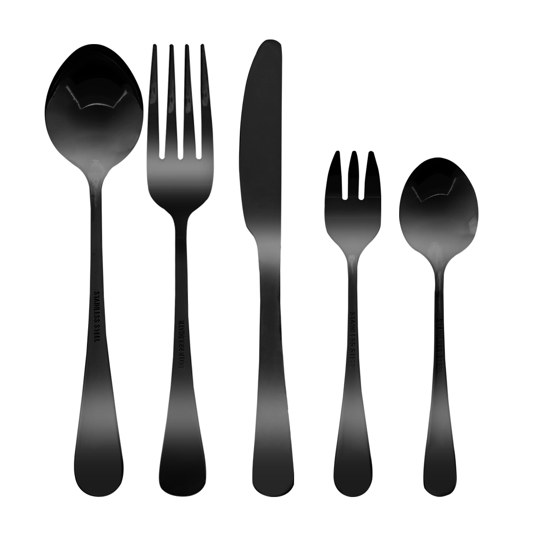 TOQUE 30 Piece Stainless Steel Cutlery Set Travel Camping Tableware Black Silver Gold - Image 10