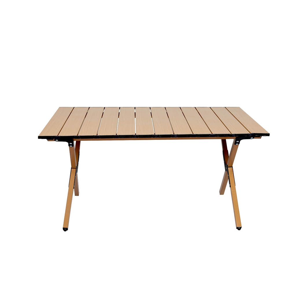 Levede Folding Camping Table Portable Roll Up Outdoor Picnic BBQ Table Oak - Image 7
