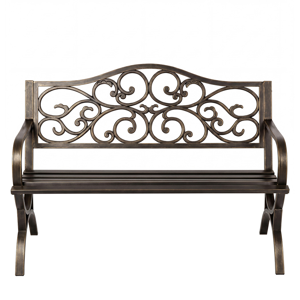Levede Garden Bench Outdoor Patio Park Bench Antique Bronze Metal 3 Seater 300kg - Image 7