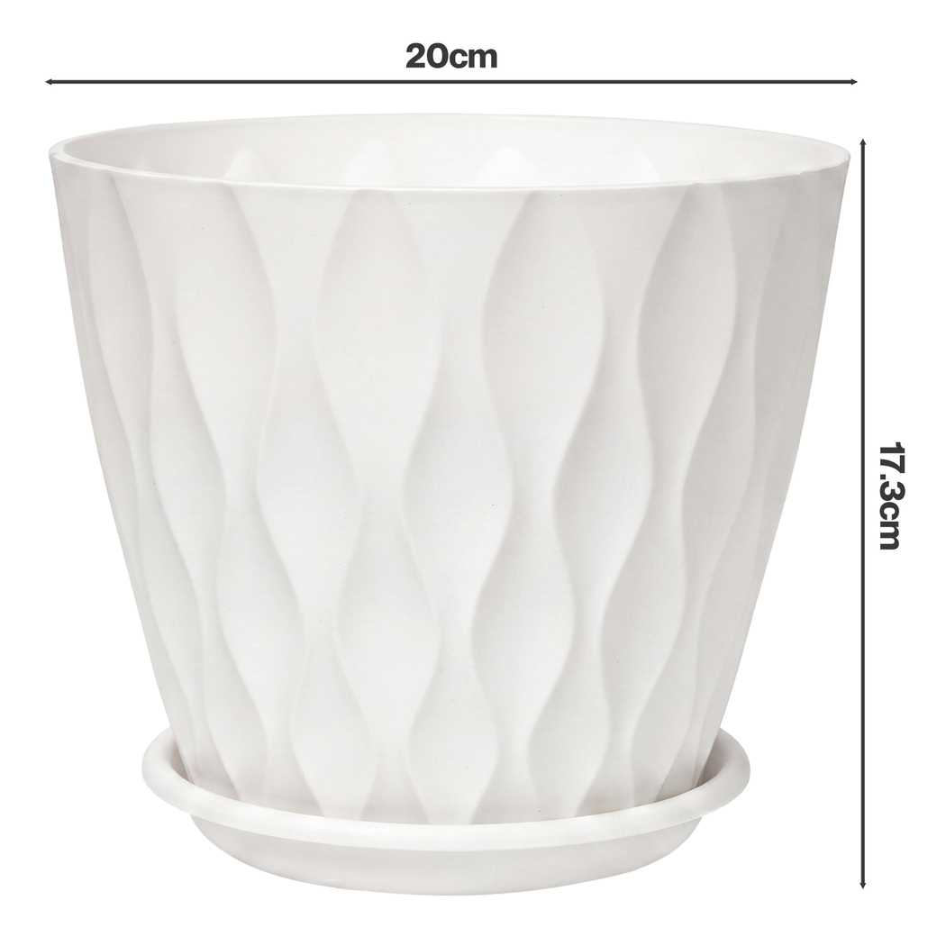 Toque Plant Pots Set of 5 Plastic Planters with Drainage Saucers Indoor Outdoor 20cm - Image 3