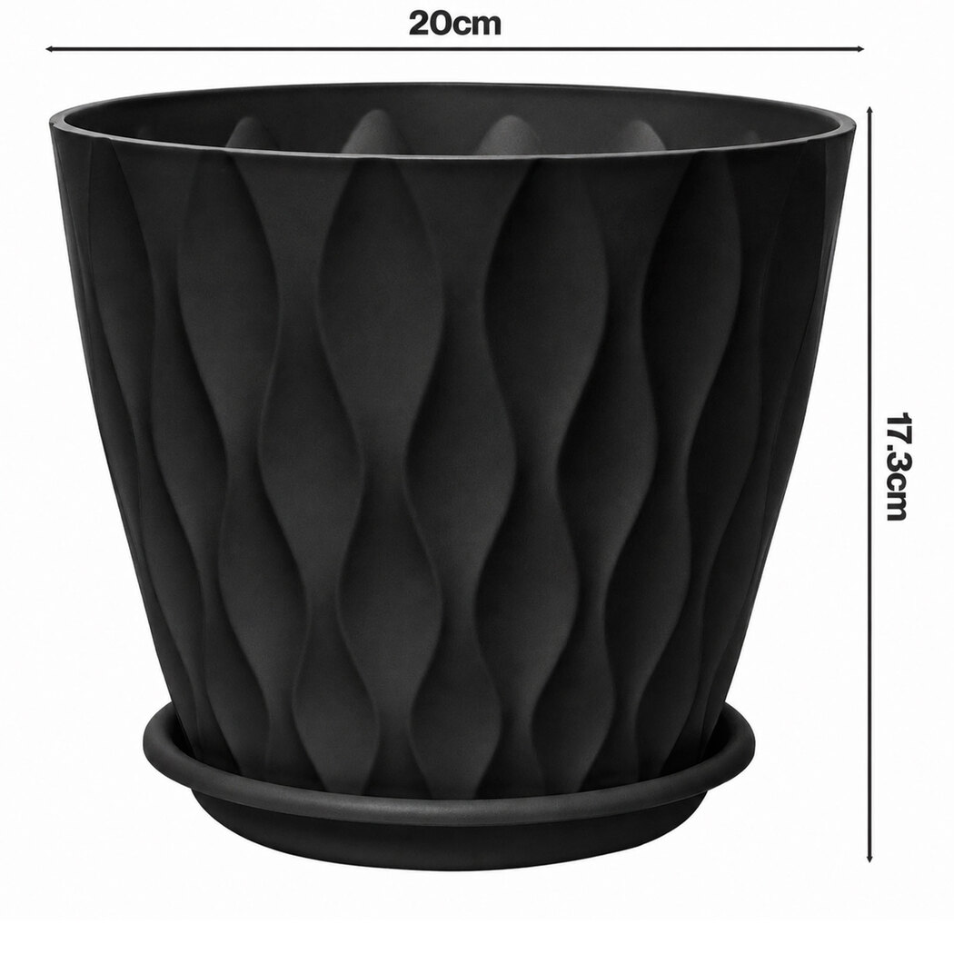 Toque Plant Pots Set of 5 Plastic Planters with Drainage Saucers Indoor Outdoor 20cm - Image 10