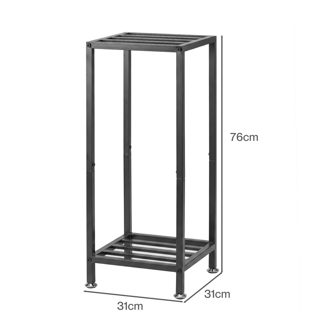 Levede 2 Tier Metal Plant Stand 76cm Indoor Outdoor Plant Shelf Display Rack Black - Image 4