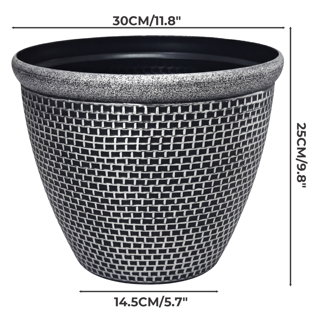 Toque Plastic Plant Pots Set of 2 Outdoor Garden Planters with Drainage Holes 30cm 36cm - Image 4