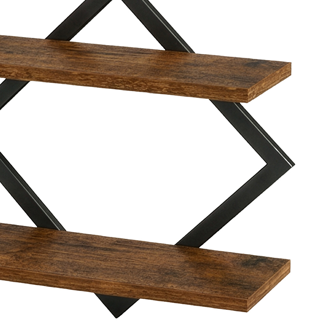 Levede Floating Wall Shelves 2 Pack 2 Tier Industrial Bookshelf Storage Display Shelf - Image 5