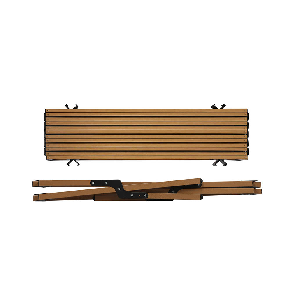 Levede Folding Camping Table Portable Roll Up Outdoor Picnic BBQ Table Oak - Image 3