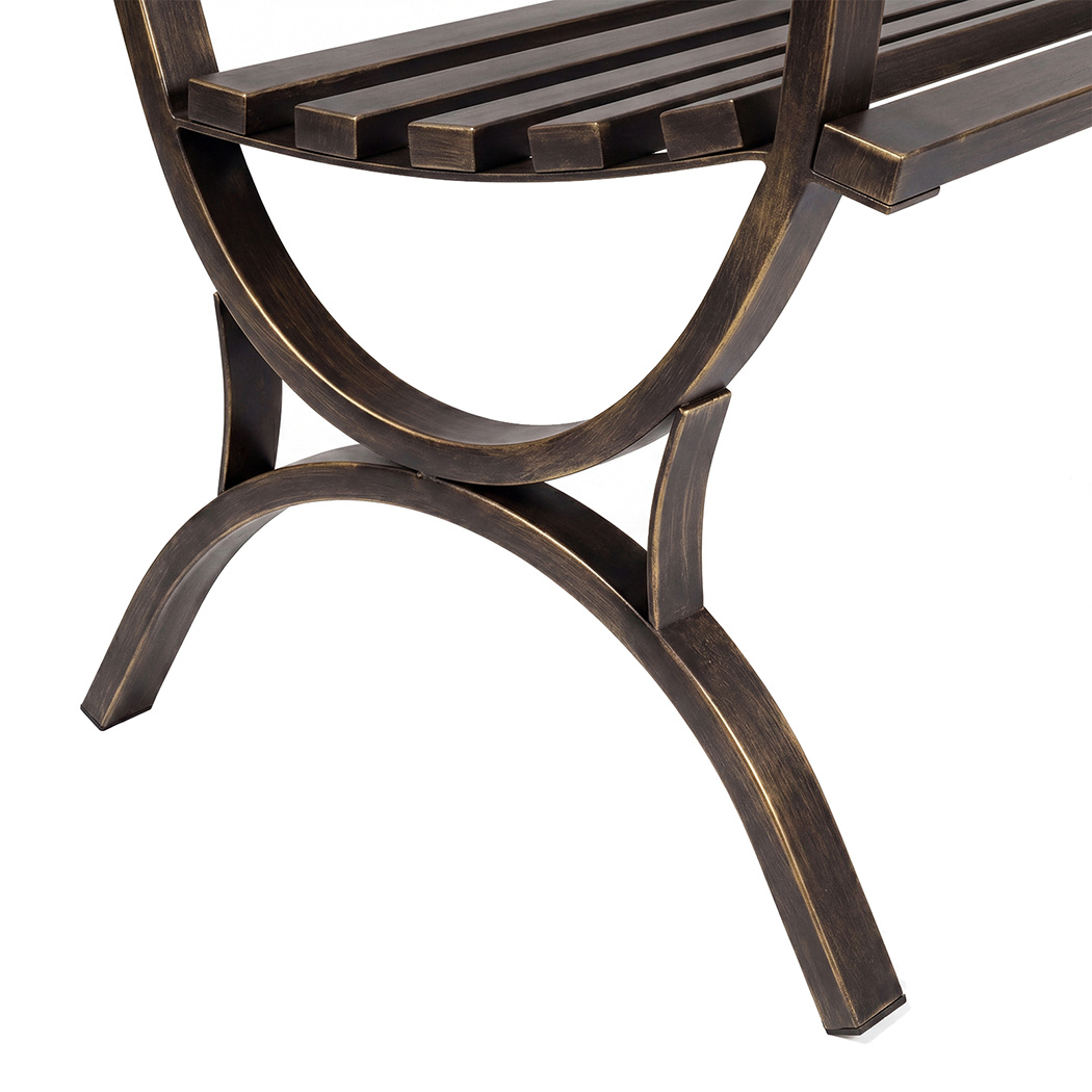 Levede Garden Bench Outdoor Patio Park Bench Antique Bronze Metal 3 Seater 300kg - Image 3