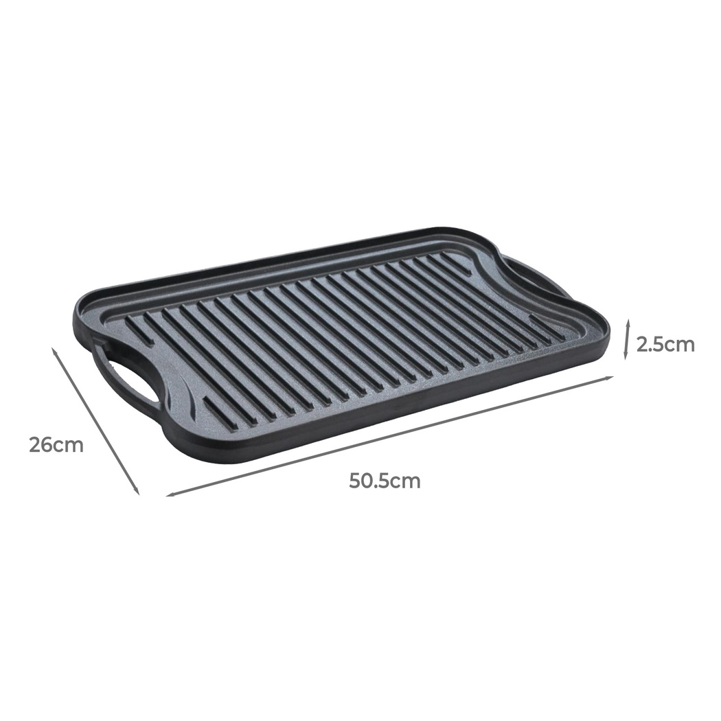 TOQUE 50.5cm Reversible Cast Iron Griddle Pan | Pre-Seasoned Grill & Flat Plate for Gas, Induction & BBQ - Image 2