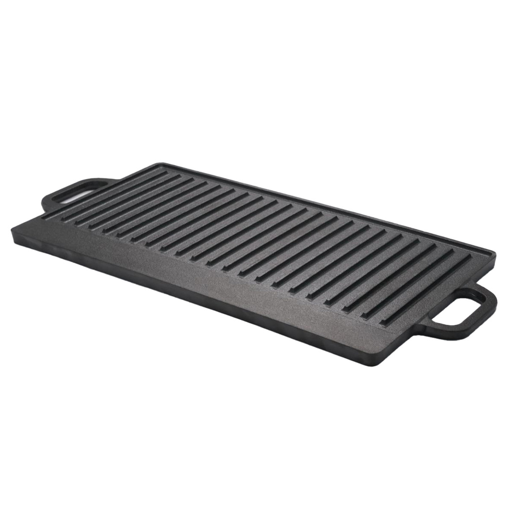 TOQUE 49.5cm Reversible Cast Iron Griddle Pan | Pre-Seasoned BBQ Grill Plate for Gas, Induction & Oven - Image 4