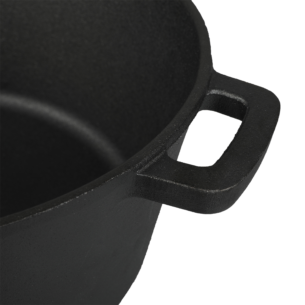 TOQUE 5.84L Double Dutch Oven Cast Iron Pot 2-in-1 | Pre-Seasoned Casserole & Skillet for Gas, Induction & Camping - Image 4