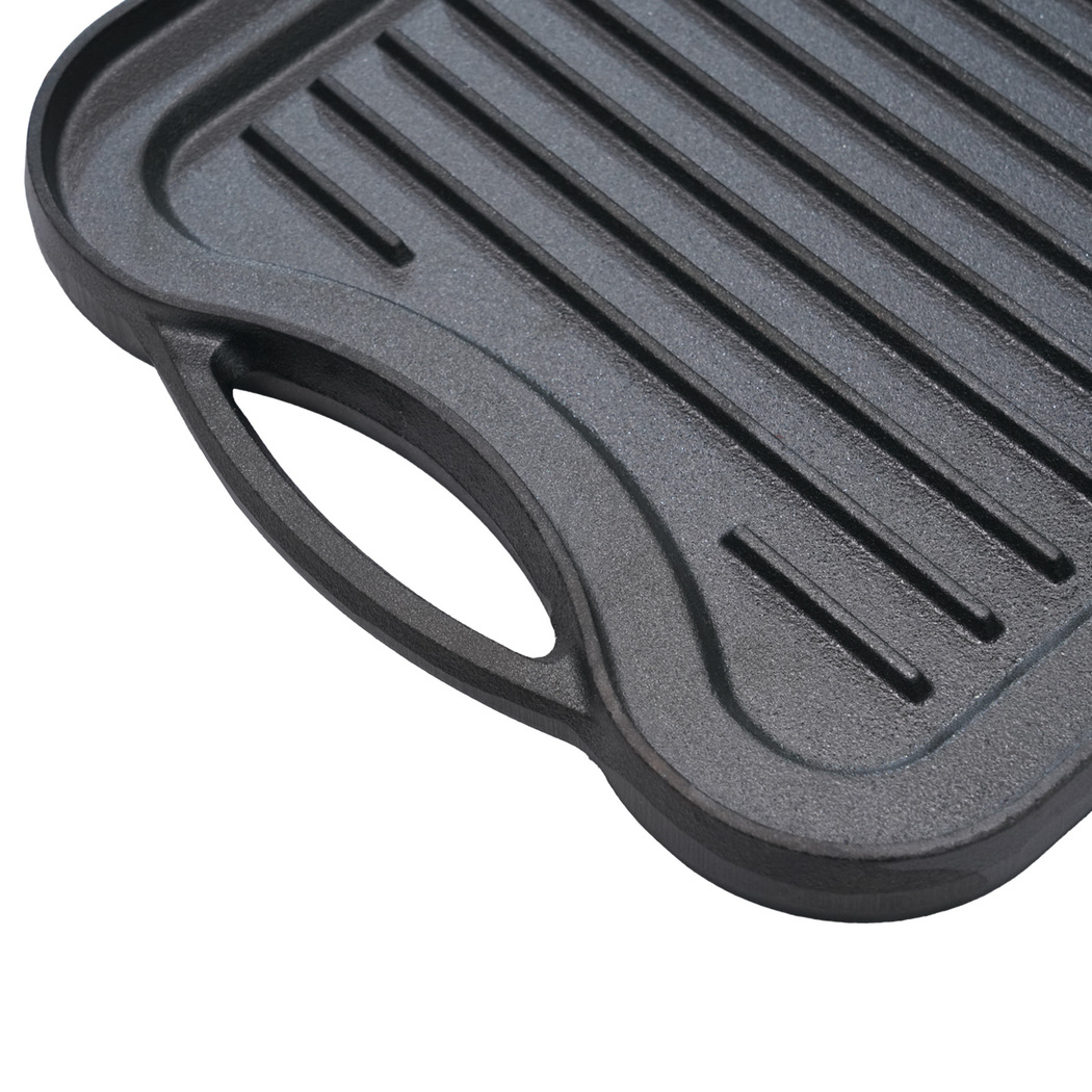 TOQUE 50.5cm Reversible Cast Iron Griddle Pan | Pre-Seasoned Grill & Flat Plate for Gas, Induction & BBQ - Image 4