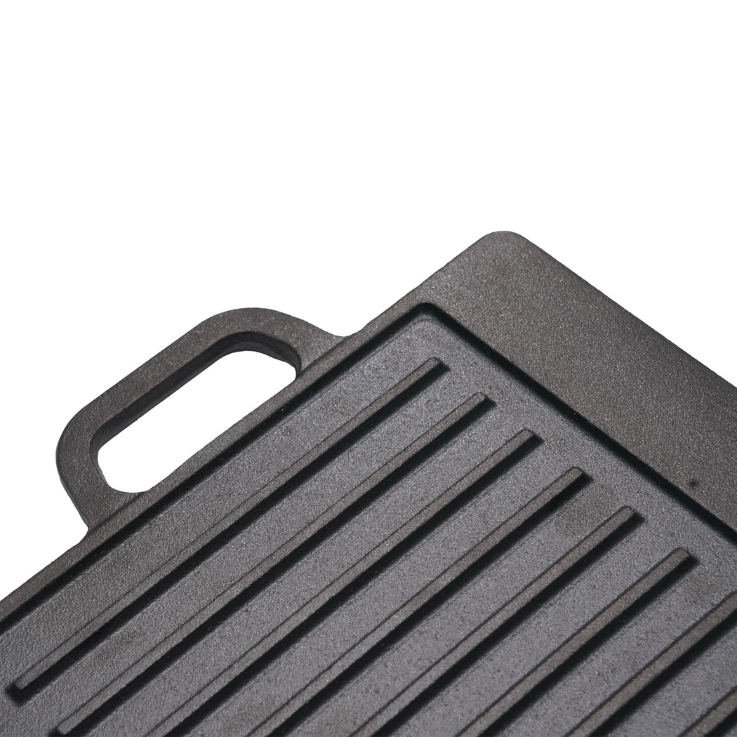TOQUE 49.5cm Reversible Cast Iron Griddle Pan | Pre-Seasoned BBQ Grill Plate for Gas, Induction & Oven - Image 6