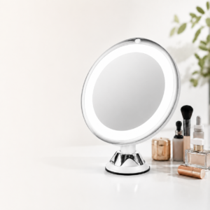 10X LED Magnifying Makeup Mirror | 360° Swivel Lighted Vanity Mirror with Suction Cup White