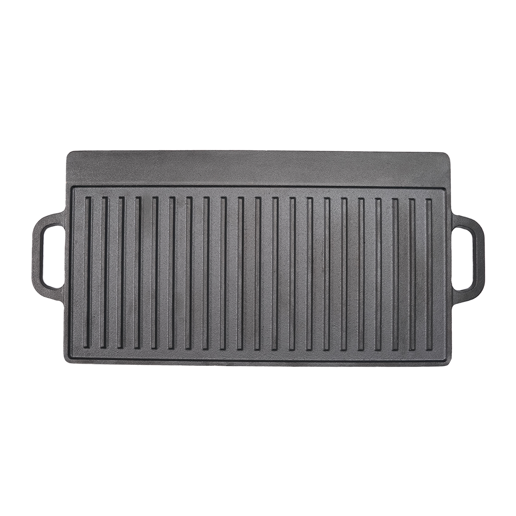 TOQUE 49.5cm Reversible Cast Iron Griddle Pan | Pre-Seasoned BBQ Grill Plate for Gas, Induction & Oven - Image 2