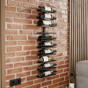 CARLA HOME Metal Wall Mount Wine Rack 10 Bottle Holder Black Wine Storage Rack for Wine, Champagne & Liquor