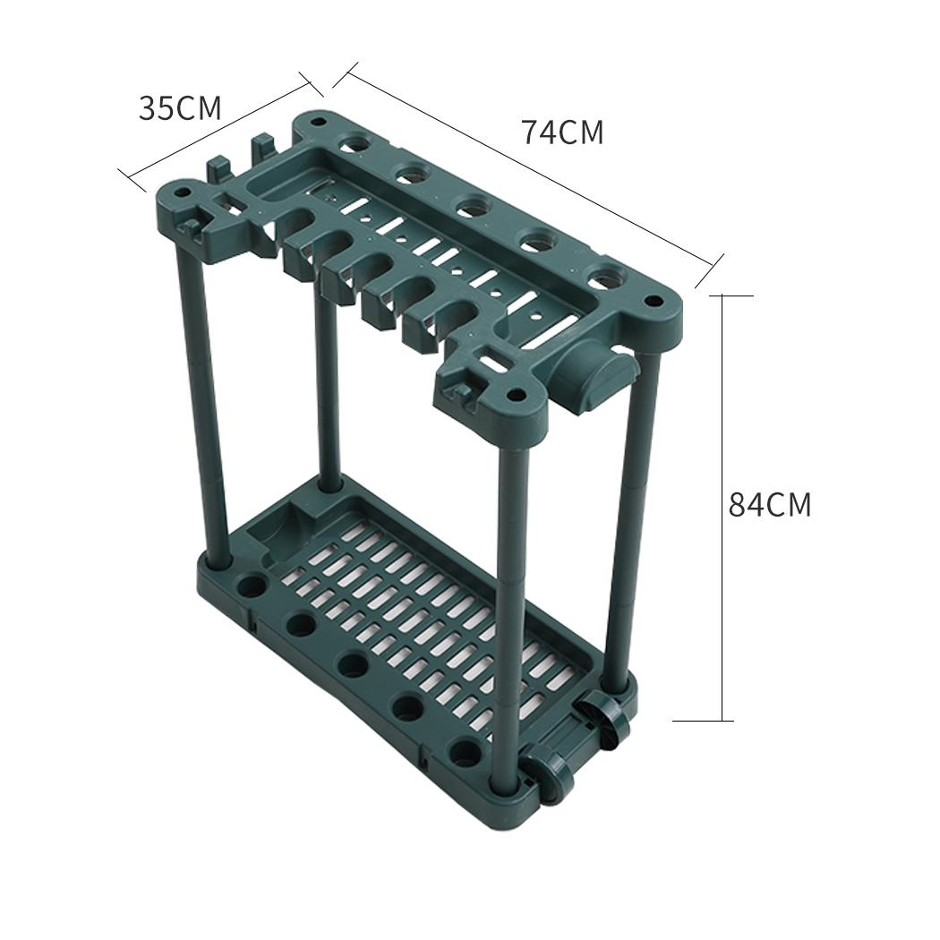 Traderight Garden Tool Storage Rack Organiser with Wheels 40 Slot Garage Shed Farm Tool Holder 74 x 35 x 84cm Green - Image 2