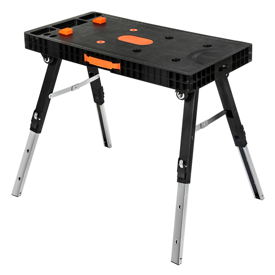 Traderight 5-in-1 Foldable Workbench Portable Work Table Sawhorse Scaffold Car Creeper 400kg - Image 3