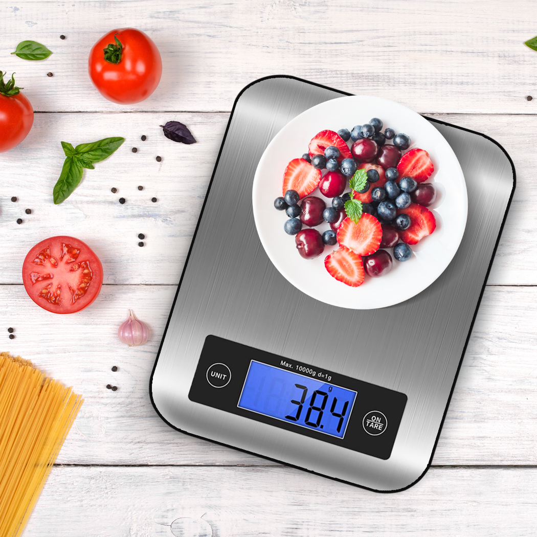 Digital Kitchen Food Scale 10kg Electronic Cooking Scales LCD Stainless Steel Platform with Tare Function