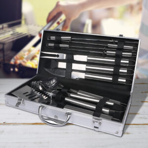 Moyasu 10 Piece BBQ Tool Set Stainless Steel Grill Utensils with Aluminium Carry Case Barbecue Accessories