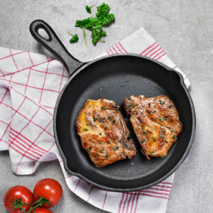 TOQUE 3 Piece Cast Iron Frying Pan Set Non Stick Skillet Cookware for Gas Induction Oven BBQ
