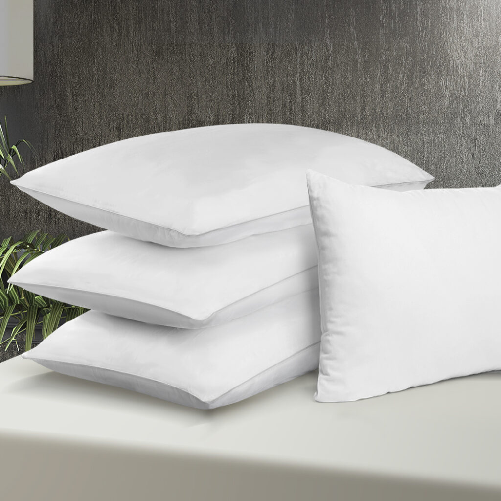DreamZ Bed Pillows 4 Pack Medium Firm & Firm Hotel Quality Cotton Cover Anti Dust Mite White