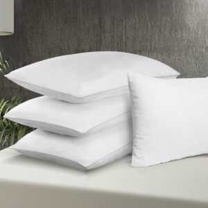 DreamZ Bed Pillows 4 Pack Medium Firm & Firm Hotel Quality Cotton Cover Anti Dust Mite White