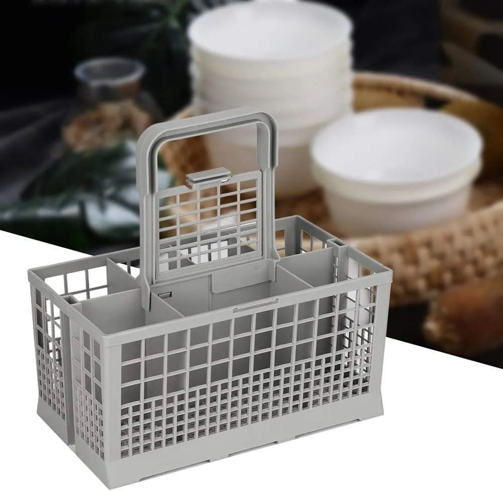CARLA HOME Universal Dishwasher Cutlery Basket with Handle & Lid – 8 Slot Replacement Silverware Holder for Most Dishwasher Brands 240 x 135 x 122mm