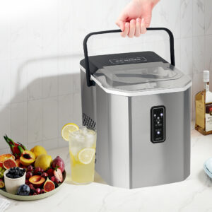 SPECTOR Portable Ice Maker Machine 12kg Bullet Ice Cube Maker Self Cleaning Countertop Ice Machine with Scoop Silver