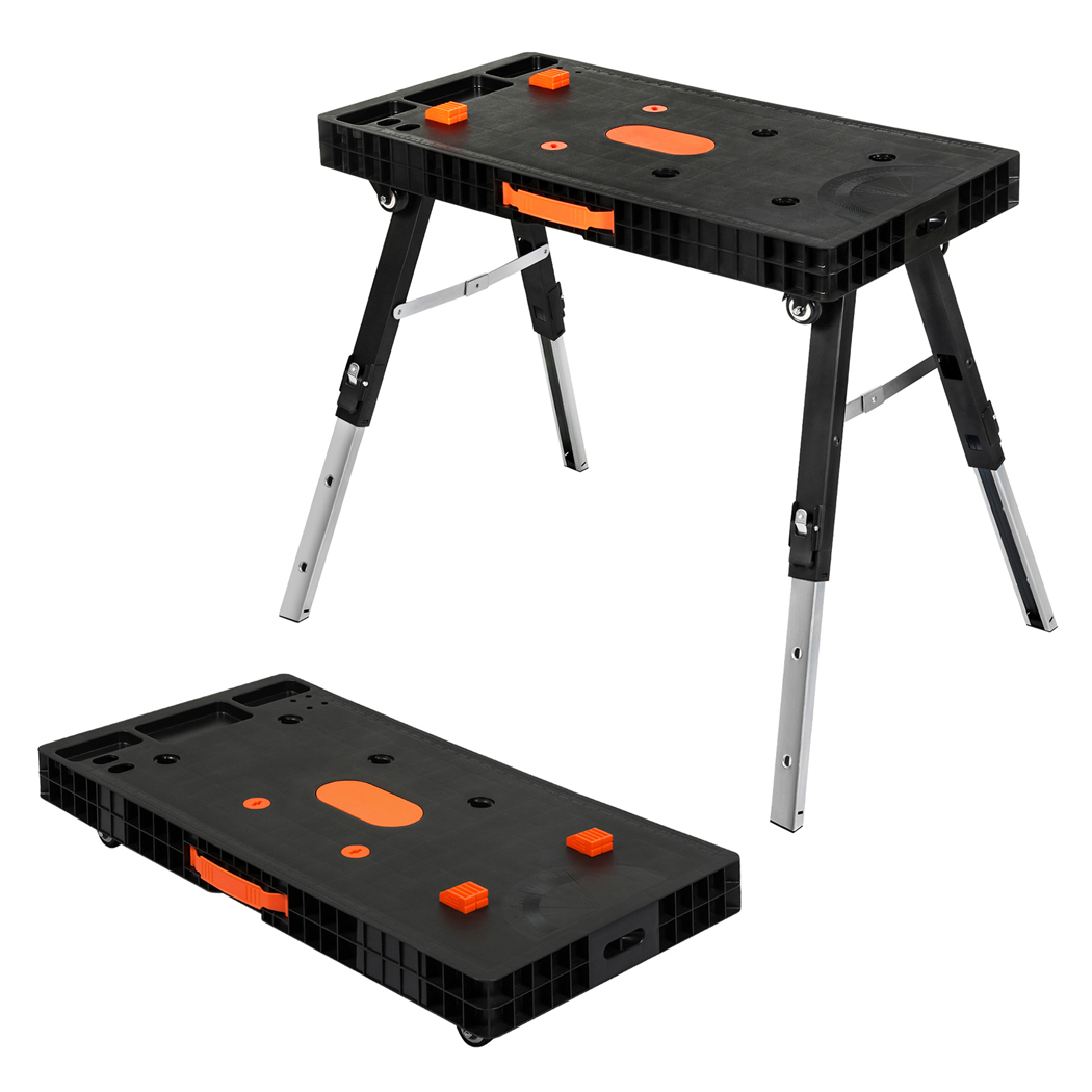 Traderight 5-in-1 Foldable Workbench Portable Work Table Sawhorse Scaffold Car Creeper 400kg - Image 2