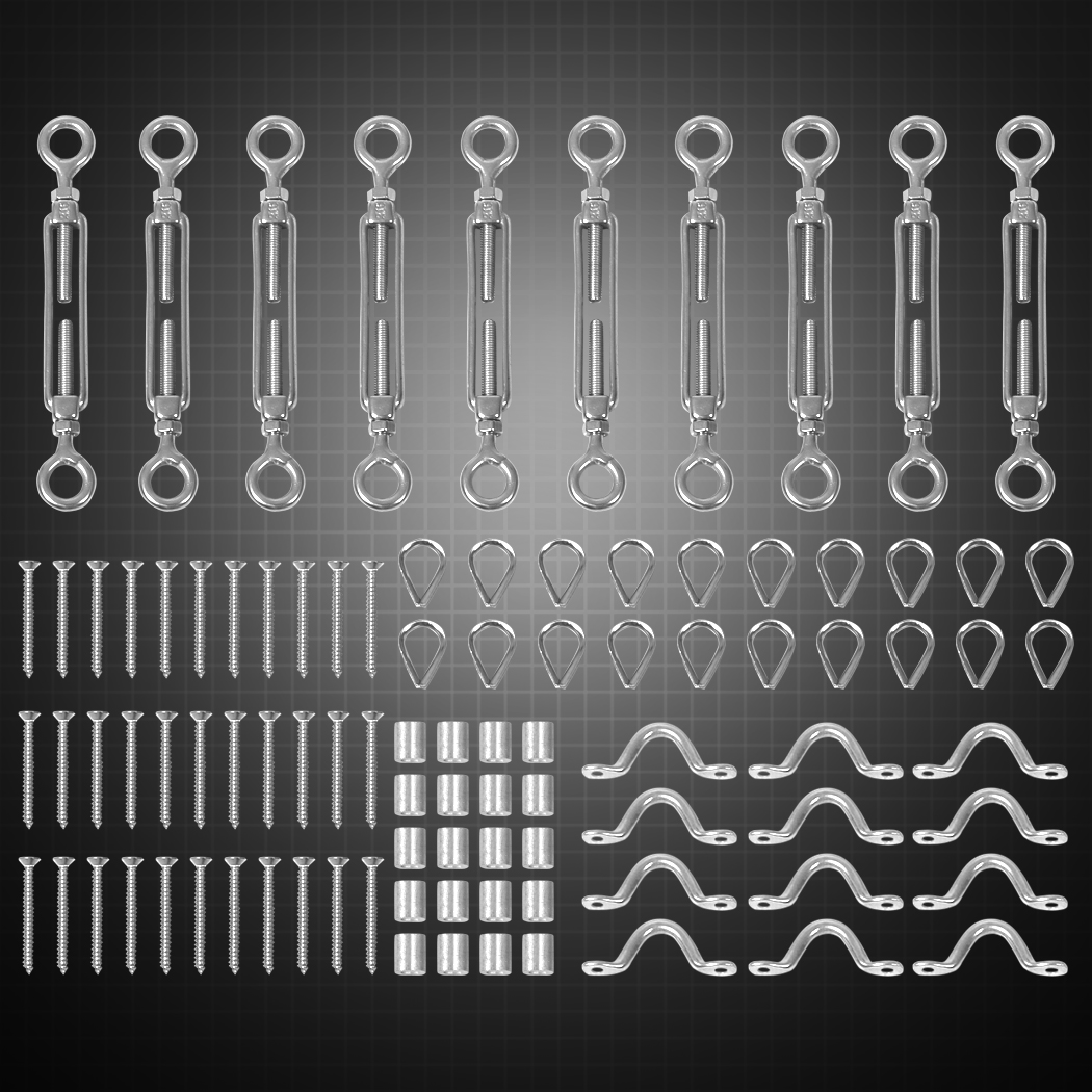 Traderight Stainless Steel 316 Balustrade Wire Rope DIY Kit for 3.2mm Cable – Turnbuckles, Thimbles, Ferrules & Saddles – 110 Piece - Image 9