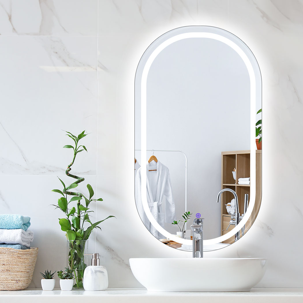 EMITTO LED Bathroom Wall Mirror with Anti-Fog, Adjustable Brightness & Colour Temperature, Oval & Arched, 50cm–100cm - Image 4