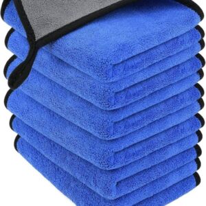 6 Pack Microfiber Car Cleaning Cloths 30x40cm Wash Drying Towels Blue Grey