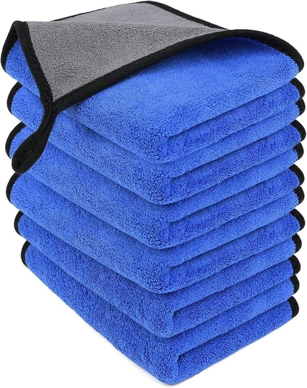 6 Pack Microfiber Car Cleaning Cloths 30x40cm Wash Drying Towels Blue Grey
