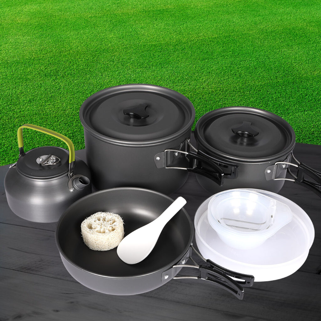 Toque 16 Piece Camping Cookware Set Non Stick Aluminium Outdoor Cooking Pots Pans Kettle with Carry Bag