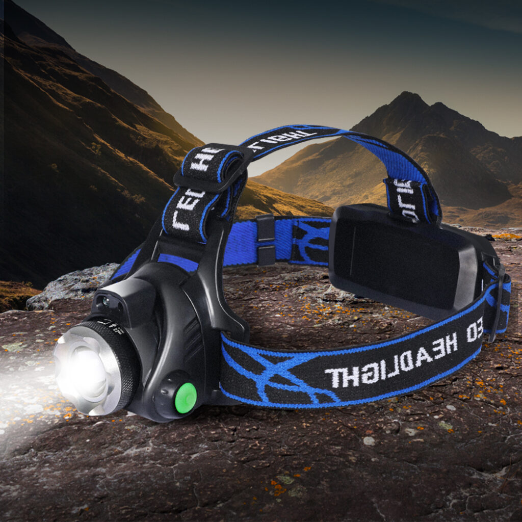 LED Rechargeable Outdoor Headlamp USB Camping Headlight 140 Lumens Waterproof Zoom Torch with Motion Sensor
