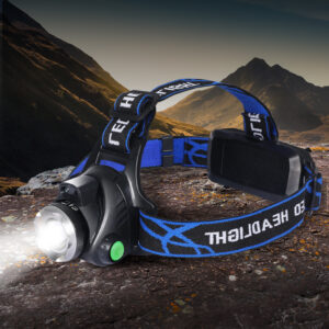 LED Rechargeable Outdoor Headlamp USB Camping Headlight 140 Lumens Waterproof Zoom Torch with Motion Sensor